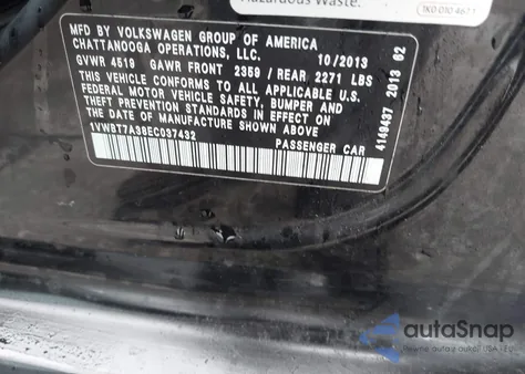 2014 Volkswagen Passat 1.8T Se from USA, damaged, VIN 1VWBT7A38EC037432